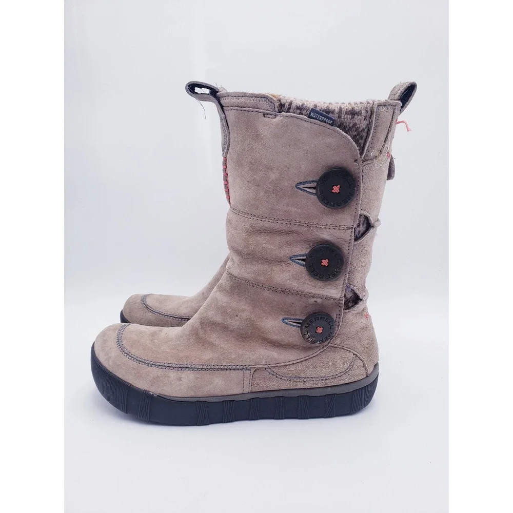Merrell Tempest High Brindle Boots Taupe Suede Waterproof Mid Calf Winter 10 - Picture 3 of 11